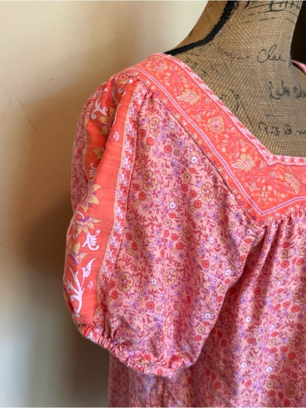 Lucky Brand Pink Floral Square-Yoke Puff Sleeve Blouse - Picture 3 of 7
